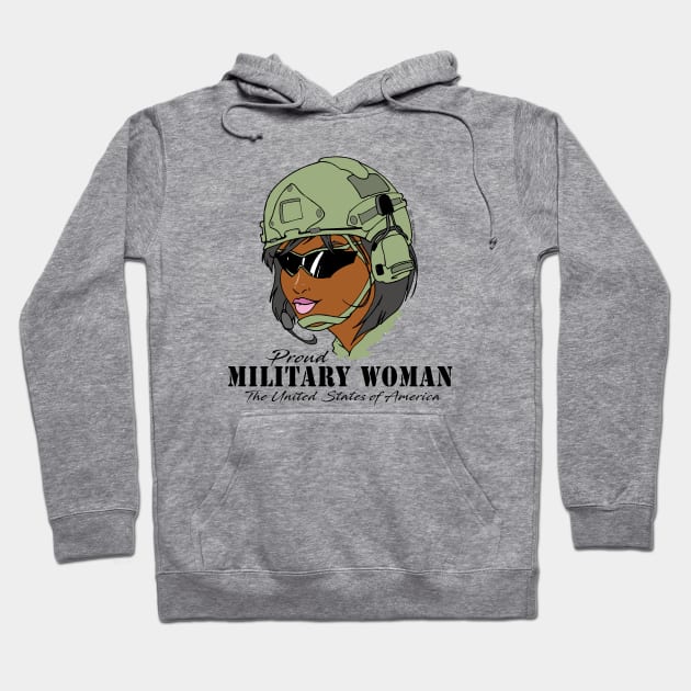 Proud Military Woman V2  (light tees) Hoodie by Illustratorator